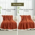 thumbnail image 5 of Chenille Waffle Knit Throw Blanket Reversible Bedding Blanket, 50"x60", Burnt Orange, 5 of 7