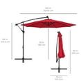 thumbnail image 7 of 10 FT Solar LED Patio Outdoor Umbrella Hanging Cantilever Umbrella Offset Umbrella Easy Open Adustment with 32 LED Lights, 7 of 7