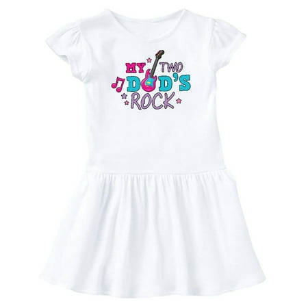 

Inktastic My Two Dads Rock with Guitar Gift Toddler Girl Dress
