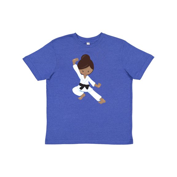 Inktastic African American Girl, Black Belt, Karate Girl Youth T-Shirt