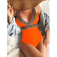 thumbnail image 2 of Cismea - Traje de BañO de Una Pieza para Mujer con Cuello en V Profundo sin Mangas（Anaranjado） Cismea bañador, 2 of 7