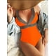 thumbnail image 2 of Cismea - Traje de BañO de Una Pieza para Mujer con Cuello en V Profundo sin Mangas（Anaranjado） Cismea bañador, 2 of 7