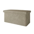 thumbnail image 4 of Home Design Florence Upholstered Folding Storage Bench with Foam Filled Seat, Multi-Purpose Rectangular Design for Seating, Footrest, or Hidden Storage in Living Room or Office, Light Beige, 4 of 8
