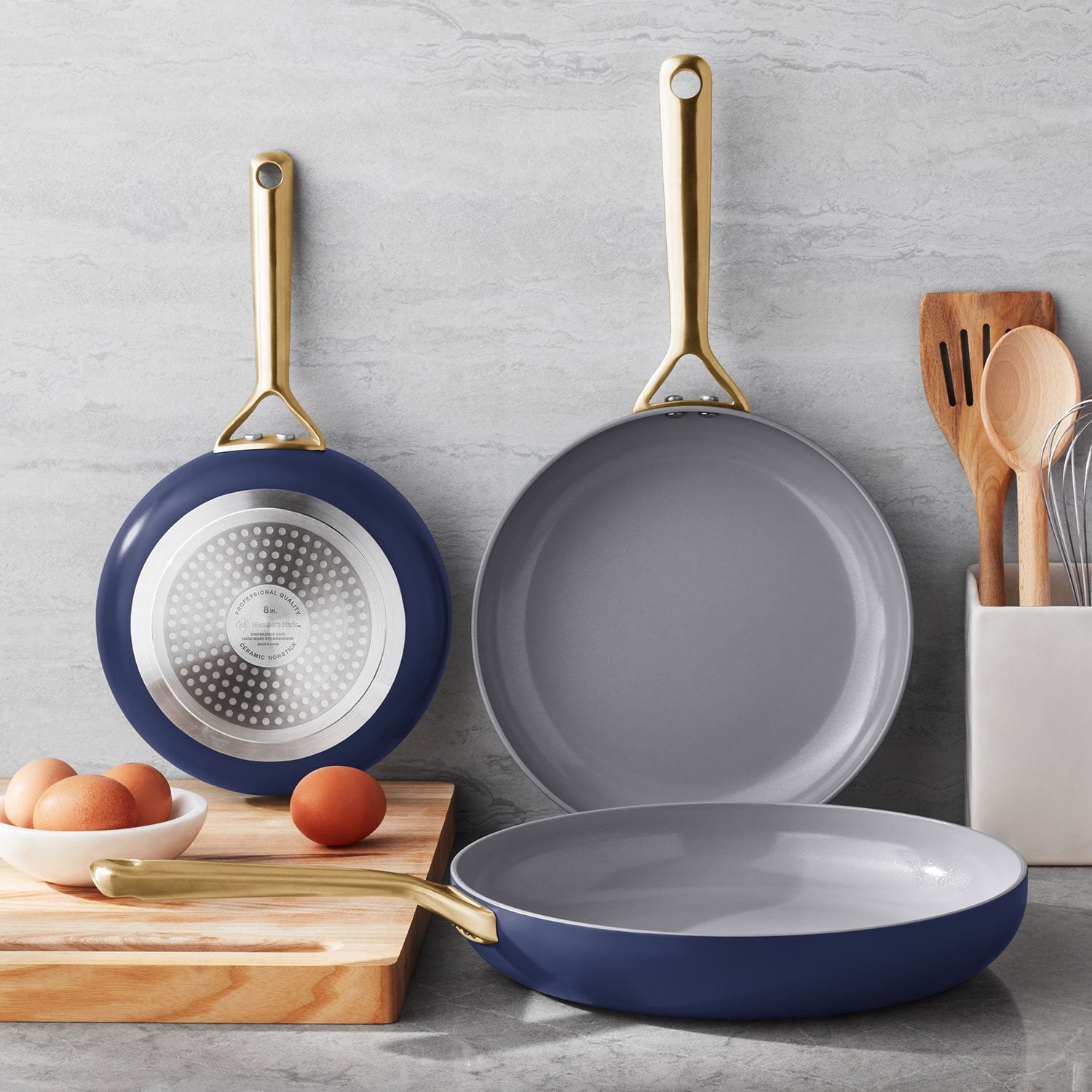 Member's Mark 3-Piece Modern Ceramic Fry Pan Set, Assorted