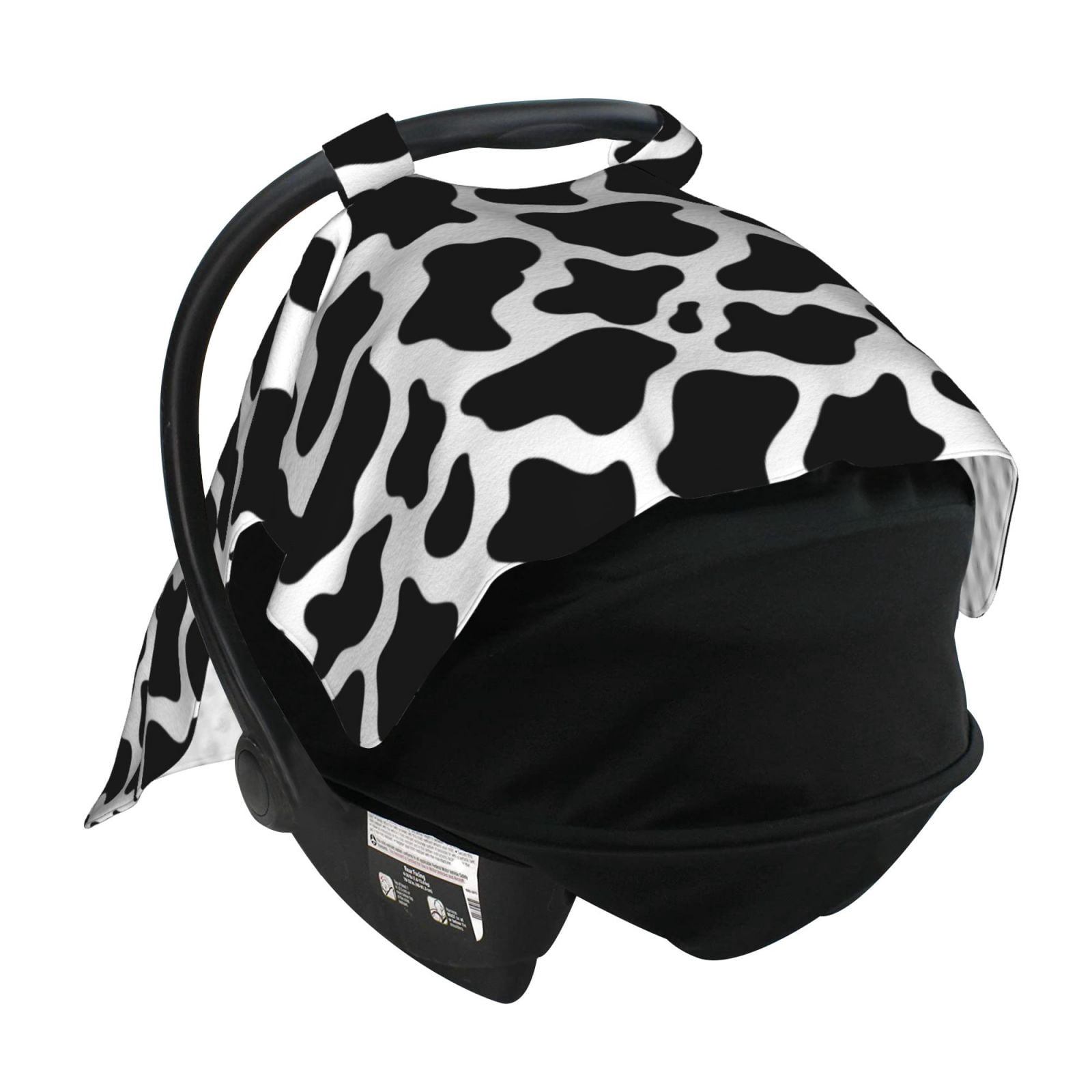 Car Seat Cover Baby - Cow Print Black White Breathable Infant Car Seat Cover for Baby Carseat, Lightweight Comfort Baby Essentials Must Haves Newborn Stuff for Girl Boy