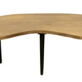 thumbnail image 5 of Industrial Kidney Bean Shaped Brass Top Coffee Table with Tapered Legs, Brass and Black, 5 of 6