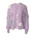 thumbnail image 6 of Womens Ribbed Knit Cardigan Embroidery Detail Button Front Open Sweater Coat, 6 of 7