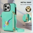 thumbnail image 6 of Dteck for iPhone 16 Pro Crossbody Wallet Case, Card Holder Zipper Phone Case with Shoulder Strap, Durable Leather Purse for Women Compatible with iPhone 16 Pro 6.3 Inch 2024,Mint, 6 of 7