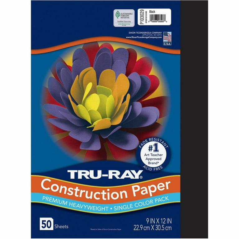 Tru-Ray® Black Sulphite Construction Paper, 12 x 18 - 50 Sheets Black  Color