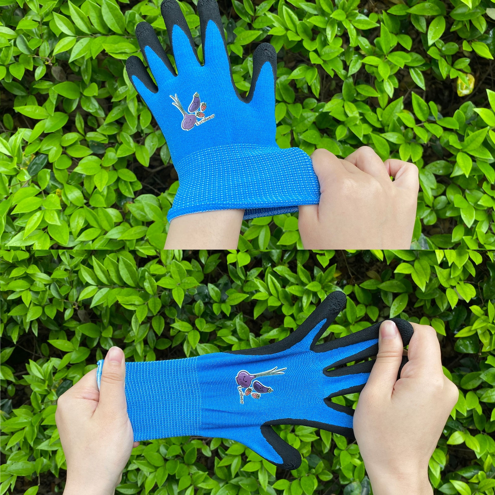 EvridWear Children Kids Gardening Latex Painting Work Gloves, L (9-12yr), Blue