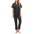 thumbnail image 4 of felwors Womens Pajamas Sets Comfy Cool Feeling Cotton Pajama Set Casual Soft Sleepwear Nightwear Loungewear Black, XL, 4 of 8