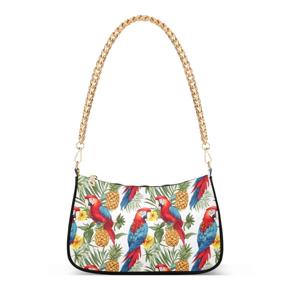 ALAZA Parrots Pineapples Women's Chain Shoulder Bag Hobo Handbag Tote Crossbody Purse