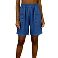 thumbnail image 2 of Cagogo Women's Plus Size Bermuda Shorts Elastic Waist Casual Loose Pants with Pockets Summer Vacation Beach Travel Lounge Shorts for Women, Blue XL, 2 of 6