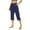 Navy, variant on AherBiu Capri Pants for Women Yoga Pants 3/4 Length Crossover V-Waisted Stretch Summer Casual Capris with Pockets