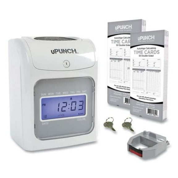 HN2500 Electronic Calculating Time Clock Bundle, LCD Display - Beige & Gray