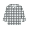 thumbnail image 4 of Ugoldhm Shirts for Girls Crewneck Plaid Summer Tunic Tops Casual Fall Kids 3/4 Sleeve Tees, 4 of 5