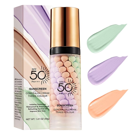 3 In 1Primer for Face Before Makeup,Sunscreen Isolation Cream, SPF 50, One Step Color Corrector Face Primer, Blurs Imperfections Oil Control & Moisturizing Skin Tone Correcting,Radiance Skin