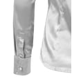 thumbnail image 4 of J. METHOD Women's Satin Button Down Shirt Long Cuff Sleeve Collar Silky Office Work Formal Casual Blouse Top NEWT74 White 1X, 4 of 7