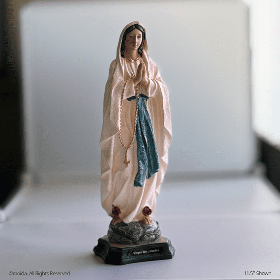 Our Lady of Lourdes Resin Statue - 11.5" Catholic Figurine | Virgen de Lourdes, Figura Catolica - Estatua de Resina