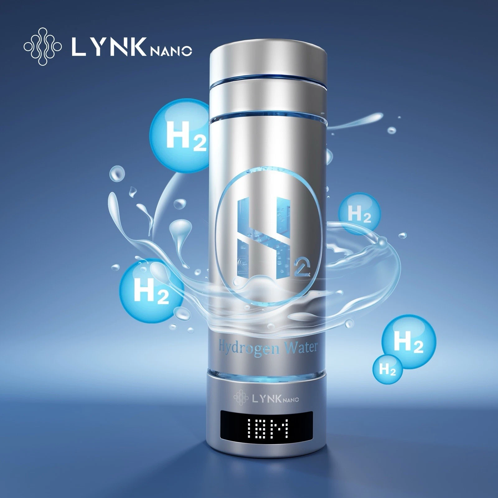 Portable 2000+ppb-9000 PPb Digital Screen 2 in 1 Healthy Hydrogen 300ml Rich Water Bottle & Inhaler