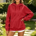 thumbnail image 4 of Women's Pullover Hoodie, Solid Long Sleeve Sweatshirt with Drawstring Hood and Kangaroo Pocket, 4 of 4