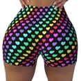 thumbnail image 2 of Balery Rainbow Hearts Pantalones cortos de entrenamiento estampados para mujer, sin costuras, ajustados, para gimnasio, yoga, correr, deportes, ejercicio activo, fitness.-Small, 2 of 8