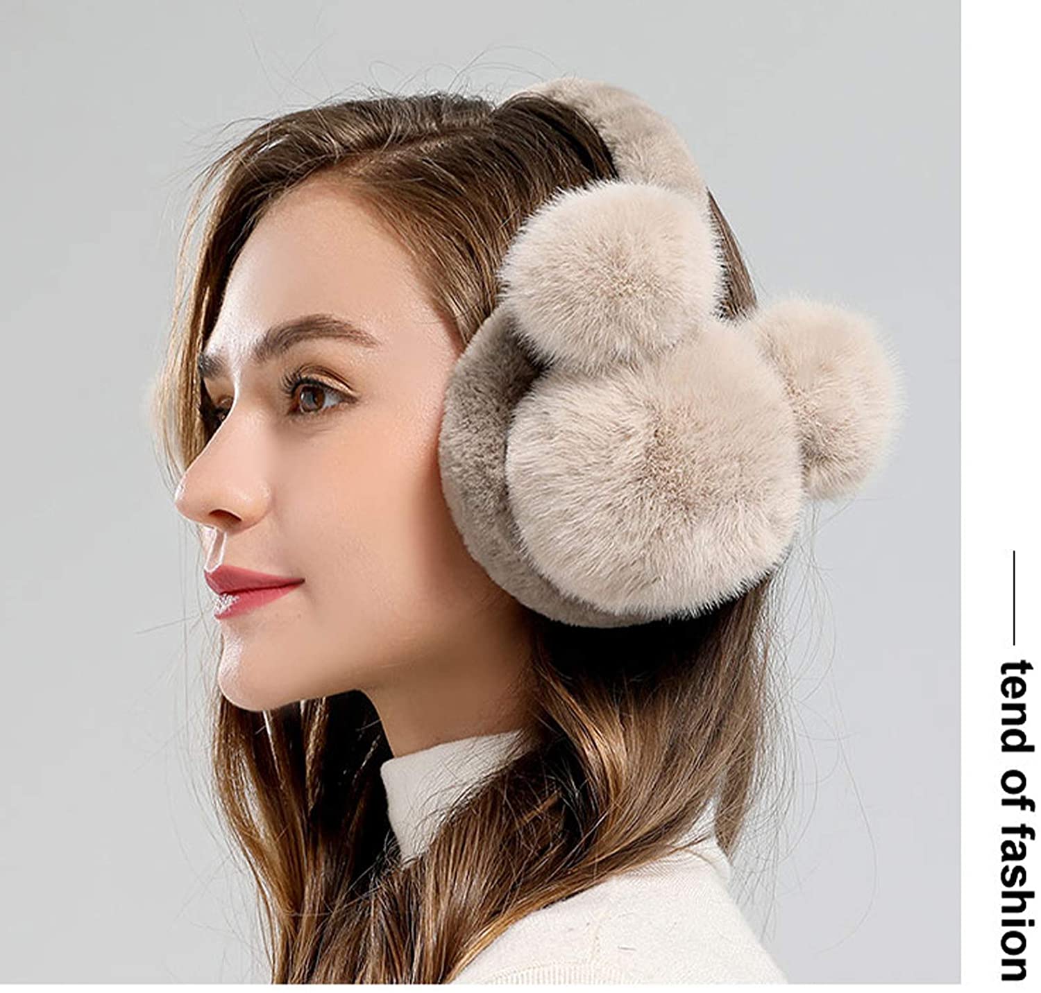 Womens Winter Warm Earmuffs Cute Cartoon Thick Fur Ear Muffs Headbands Ultra Soft Ear Warmers Outdoor Earmuffs Black 