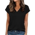 thumbnail image 2 of Summer T Shirts for Women Plus Size V Neck Short Sleeve Shirt Casual Solid Oversized Loose Fits Slim Comfy Tee Shirt Top, 2 of 8