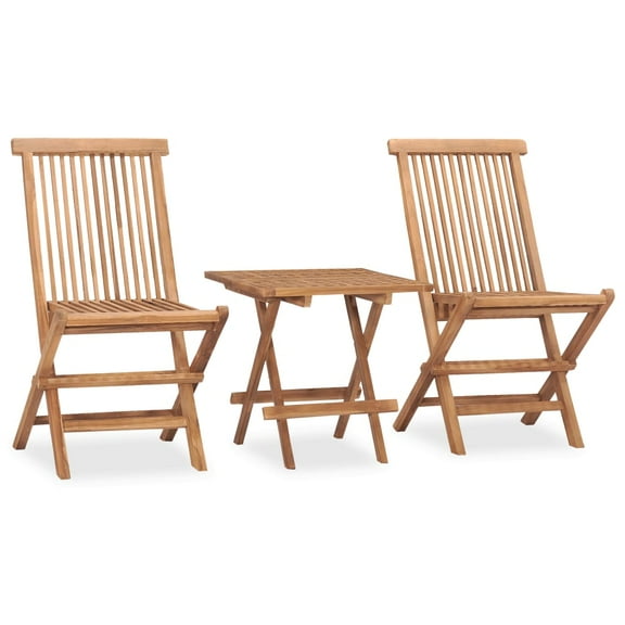 vidaXL 3 Piece Folding Patio Dining Set Solid Teak Wood
