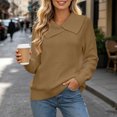 thumbnail image 6 of Yertdoel Women's Sweaters Solid Asymmetric Lapel Long Sleeve Knit Sweater Daily Stylish Casual Cozy Warm Pullover Tops, 6 of 6