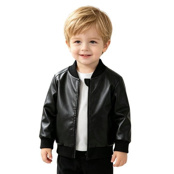 oqasdz Kids Baby Boys Pu Leather Jackets Stand Collar Windbreaker Outerwear Coat for Toddler Fall Fashion Clothes Casual Outdoor