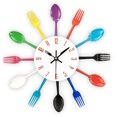 thumbnail image 1 of Kitchen Clock Mirror Effect Spoon Fork Cutlery Design Removable 3D Sticker Home Decor, 1 of 4