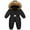 Black, variant on Ruyang Toddler Boys Girls Puffer Snowsuit Winter Warm Fuzzy Hooded Jumpsuit Quilted Down Adjustable Waist Zip Up Outfits