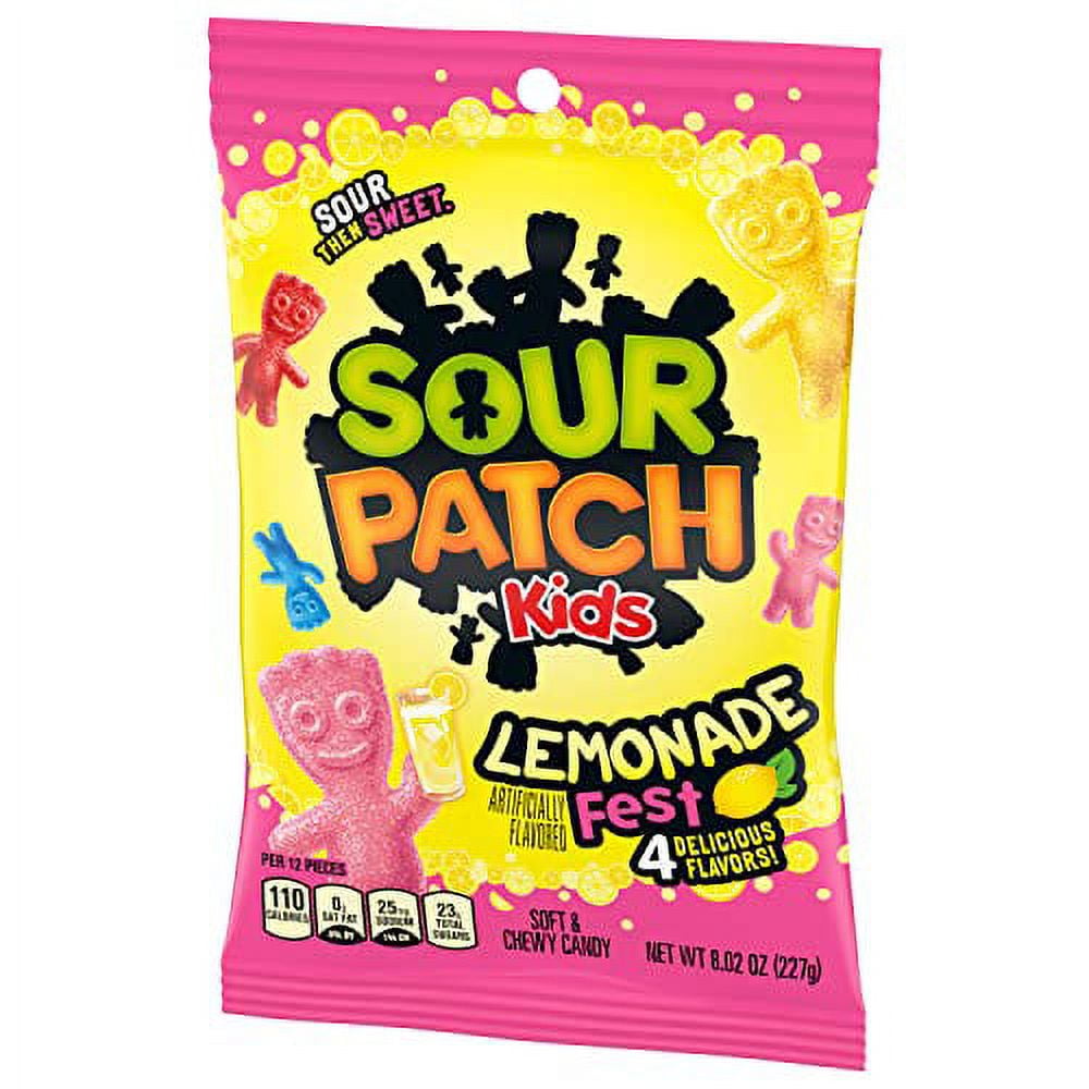 SOUR PATCH KIDS Lemonade Fest Soft & Chewy Candy, 8.02 oz (Pack of 12)