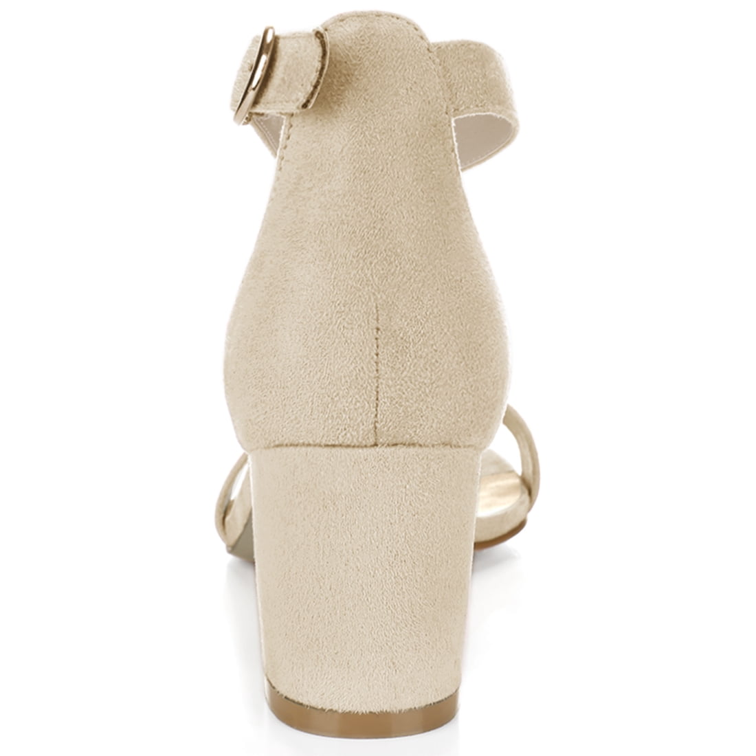 DARING DIVA Women's Open Toe Block Heel Ankle Strap Sandals Beige 6