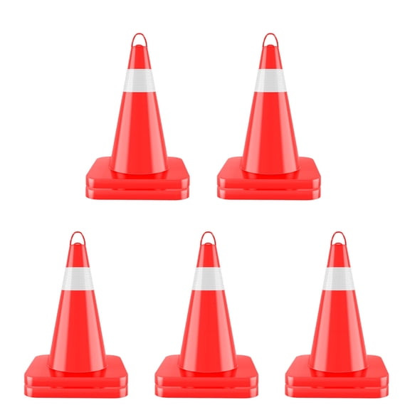 18in Traffic Safety Cones, 12 Pack Caution Cones with Reflective Collar, Orange Traffic Cones, Soccer Training Cones for Sports Field & Roadside Use