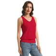 thumbnail image 5 of Women Banded Bottom Tank Tops Ribbed V Neck Sleeveless Casual Tops Summer Loose Fit Shirts, 5 of 6