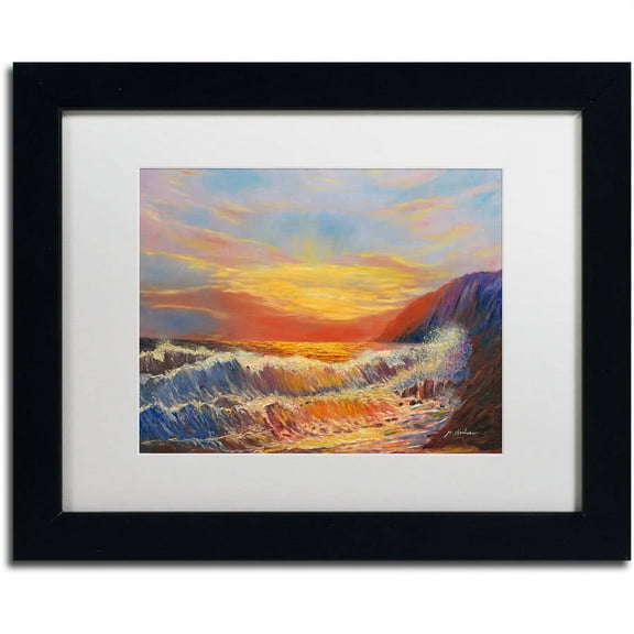 Trademark Fine Art "Hawaiian Sunset" Canvas Art by Manor Shadian, White Matte, Black Frame