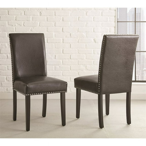 Bowery Hill Upholstered Dining Side Chair in Black (Set of 2)