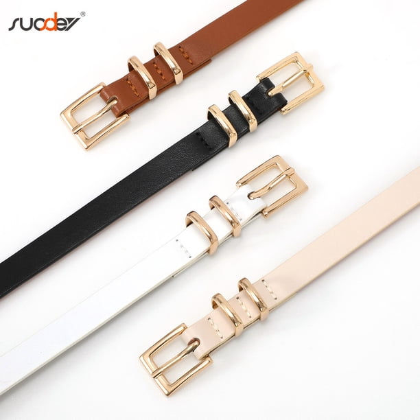 Women Skinny Leather Belt,Thin Waist Belt for Dresses Pants  display picture 3