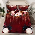 thumbnail image 2 of Manfei Chic Peony Flower Full Size Sheets 4-Piece for Girls, Spring Garden Floral Bed Sheets, Red Sheet Sets, Microfiber Bedroom Decor, 2 of 7