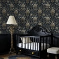 thumbnail image 4 of Baroque Peel and Stick Wallpaper Elegant Baroque Damask Antique Gold Navy Wall Mural 17.7in x 9.8ft Self Adhesive Removable Wall Paper Renter Friendly Wallpaper for Bedroom Livingroom Men, 4 of 8