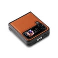 thumbnail image 4 of Elehold PU Leather Case for Samsung Galaxy Z Flip 4 6.7 inch Ultra Slim Luxury Leather and Soft TPU with Shockproof Lens Screen Protection Support Wireless Charging Phone Cover Folding Case,Brown, 4 of 7