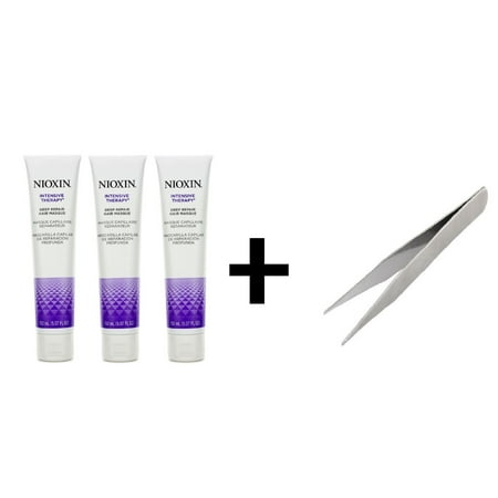 NIOXIN Intensive Therapy for Deep Repair Hair Masque 5.1 oz Pack of 3 with tweezer