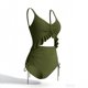 thumbnail image 5 of Tankini de moda para mujer, color sólido con cojín en el pecho y sin soporte de acero, traje de baño holgado con cordón dividido, traje de baño de dos piezas para mujer, trajes de baño tankini para mu, 5 of 7