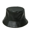 thumbnail image 2 of Bueautybox Bucket Hats for Women Trendy Faux Leather Sun Fishing Hat Fashion Cap Packable Women Winter Solid Colored Sun Bucket Hat Fisherman Cap, 2 of 7
