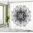 thumbnail image 5 of Ambesonne Tattoo Shower Curtain, Mandala Floral Folk Motif, 69"Wx75"L, Charcoal Grey and White, 5 of 5