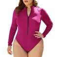 thumbnail image 4 of XIAONU Women's Zip Front Rash Guard Swimwear Slim Fit Long Sleeve Neck One Piece Swimsuit Quick Dry Sporty Beach Swimsuits, 4 of 9