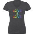 thumbnail image 1 of LGBT Gay Pride Love Is Love Juniors V-Neck T Shirt, 1 of 1