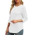 thumbnail image 4 of GuangCheng Crew Neck Pleated Blouses for Women 3/4 Length Sleeve T Shirts Casual Fall Tunic Basic Trendy Tops, 4 of 6